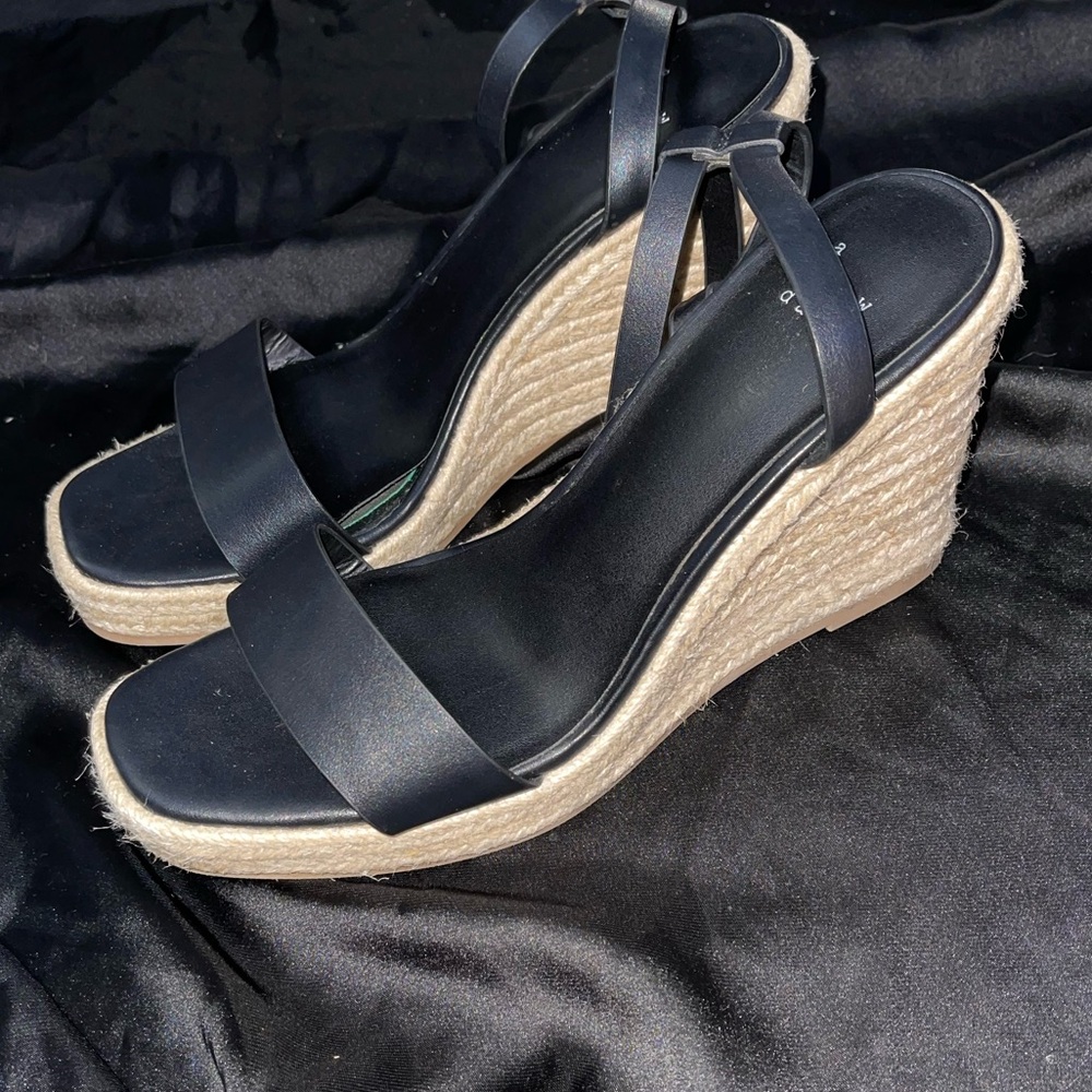 a new day Black Wedge Sandals
